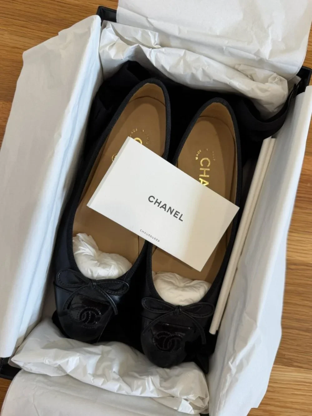 CHANEL Black Ballet Flats - Size 36